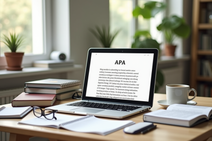 Bureau bien rangé avec ordinateur et livres de référence