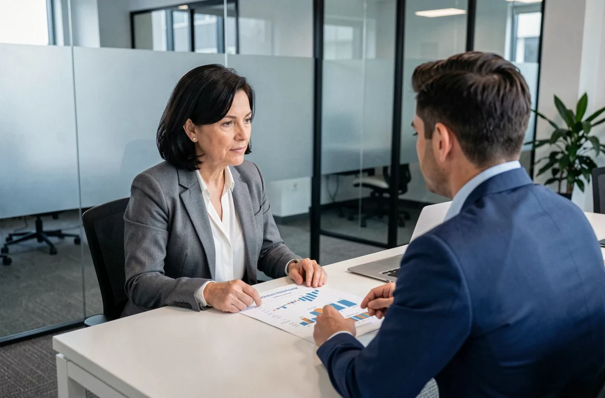 Femme salariée consultant un conseiller financier pour optimiser sa retraite maximale