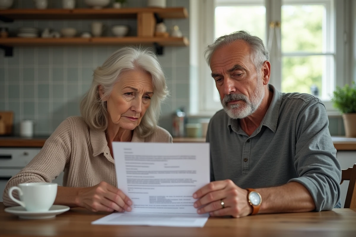 Deux adultes examinent ensemble une lettre de refus de capital décès de la sécurité sociale