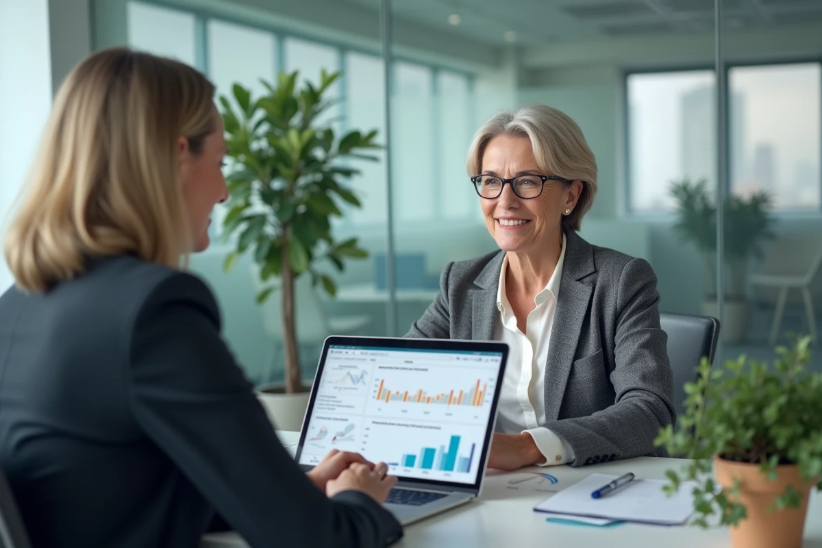Femme proche de la retraite consultant un conseiller financier sur la revalorisation des retraites complémentaires