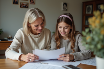 Femme et fille partageant un sourire en famille