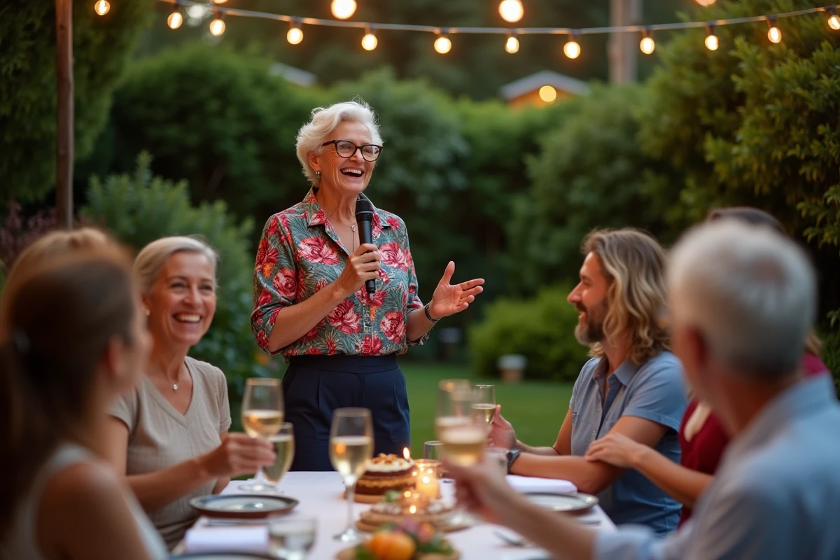 Femme joyeuse faisant un toast lors d