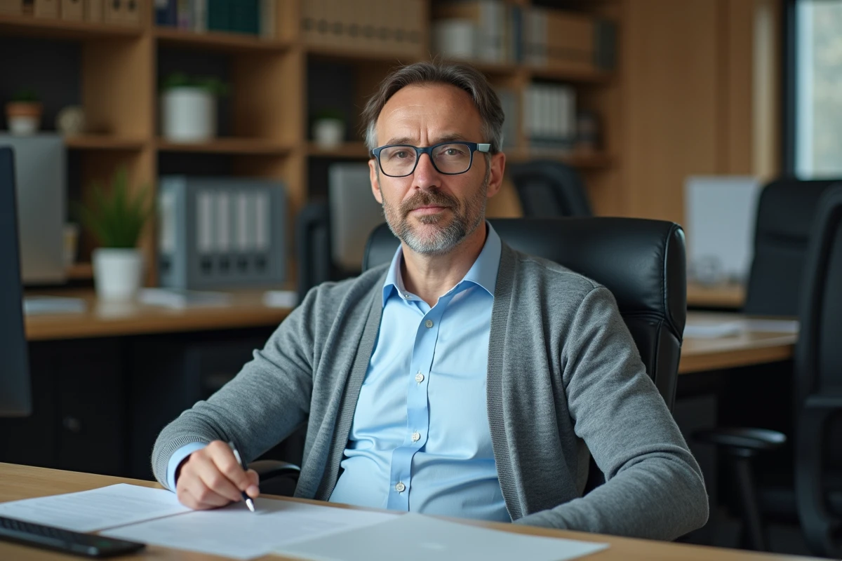 Homme d affaires en bureau avec vêtement discret